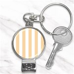 Vertical Stripes - White and Sunset Orange Nail Clippers Key Chain