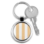 Vertical Stripes - White and Sunset Orange Key Chain (Round)