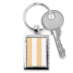 Vertical Stripes - White and Sunset Orange Key Chain (Rectangle)