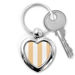 Vertical Stripes - White and Sunset Orange Key Chain (Heart)