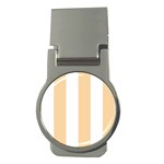 Vertical Stripes - White and Sunset Orange Money Clip (Round)