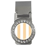 Vertical Stripes - White and Sunset Orange Money Clip (CZ)