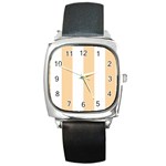 Vertical Stripes - White and Sunset Orange Square Metal Watch