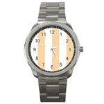 Vertical Stripes - White and Sunset Orange Sport Metal Watch