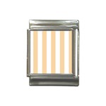 Vertical Stripes - White and Sunset Orange Italian Charm (13mm)