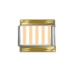 Vertical Stripes - White and Sunset Orange Gold Trim Italian Charm (9mm)