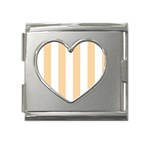 Vertical Stripes - White and Sunset Orange Mega Link Heart Italian Charm (18mm)