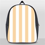 Vertical Stripes - White and Sunset Orange School Bag (Large)