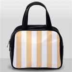 Vertical Stripes - White and Sunset Orange Classic Handbag (One Side)