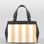 Vertical Stripes - White and Sunset Orange Oversize Office Handbag (One Side)