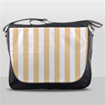 Vertical Stripes - White and Sunset Orange Messenger Bag