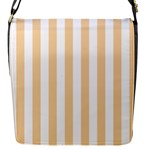 Vertical Stripes - White and Sunset Orange Flap Closure Messenger Bag (S)