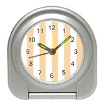 Vertical Stripes - White and Sunset Orange Desk Alarm Clock