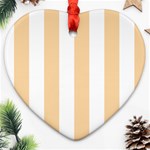 Vertical Stripes - White and Sunset Orange Heart Ornament (Two Sides)