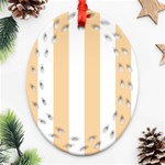 Vertical Stripes - White and Sunset Orange Oval Filigree Ornament (Two Sides)