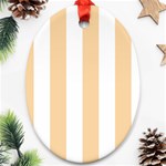 Vertical Stripes - White and Sunset Orange Oval Ornament (Two Sides)