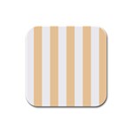 Vertical Stripes - White and Sunset Orange Rubber Square Coaster (4 pack)