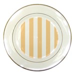 Vertical Stripes - White and Sunset Orange Porcelain Plate