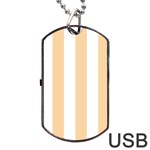 Vertical Stripes - White and Sunset Orange Dog Tag USB Flash (One Side)