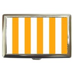 Vertical Stripes - White and Dark Tangerine Orange Cigarette Money Case