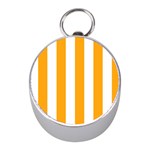 Vertical Stripes - White and Dark Tangerine Orange Silver Compass (Mini)