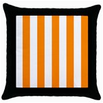 Vertical Stripes - White and Dark Orange Throw Pillow Case (Black)