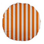 Vertical Stripes - White and Dark Orange Large 18  Premium Round Cushion