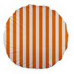 Vertical Stripes - White and Dark Orange Large 18  Premium Flano Round Cushion