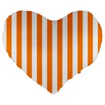 Vertical Stripes - White and Dark Orange Large 19  Premium Flano Heart Shape Cushion