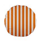 Vertical Stripes - White and Dark Orange Standard 15  Premium Round Cushion