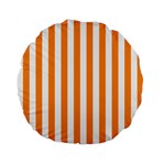 Vertical Stripes - White and Dark Orange Standard 15  Premium Flano Round Cushion