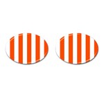 Vertical Stripes - White and Tangelo Orange Cufflinks (Oval)