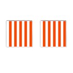 Vertical Stripes - White and Tangelo Orange Cufflinks (Square)