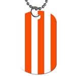 Vertical Stripes - White and Tangelo Orange Dog Tag (One Side)