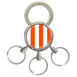 Vertical Stripes - White and Tangelo Orange 3-Ring Key Chain