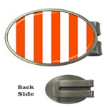 Vertical Stripes - White and Tangelo Orange Money Clip (Oval)