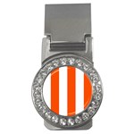 Vertical Stripes - White and Tangelo Orange Money Clip (CZ)