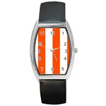 Vertical Stripes - White and Tangelo Orange Barrel Style Metal Watch