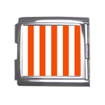 Vertical Stripes - White and Tangelo Orange Mega Link Italian Charm (18mm)