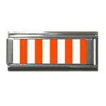 Vertical Stripes - White and Tangelo Orange Superlink Italian Charm (9mm)