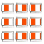 Vertical Stripes - White and Tangelo Orange 9mm Italian Charm (9 pack)