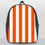 Vertical Stripes - White and Tangelo Orange School Bag (Large)