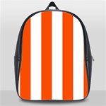 Vertical Stripes - White and Tangelo Orange School Bag (XL)