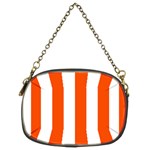 Vertical Stripes - White and Tangelo Orange Chain Purse (Two Sides)