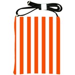 Vertical Stripes - White and Tangelo Orange Shoulder Sling Bag