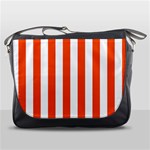 Vertical Stripes - White and Tangelo Orange Messenger Bag