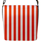 Vertical Stripes - White and Tangelo Orange Flap Closure Messenger Bag (S)