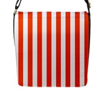 Vertical Stripes - White and Tangelo Orange Flap Closure Messenger Bag (L)