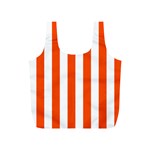 Vertical Stripes - White and Tangelo Orange Full Print Recycle Bag (S)