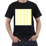 Vertical Stripes - White and Pastel Yellow Men s T-Shirt (Black)